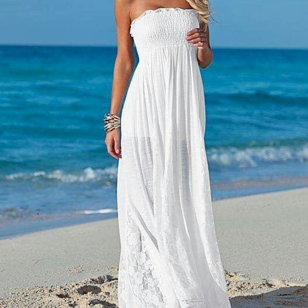VENUS lace detail maxi dress